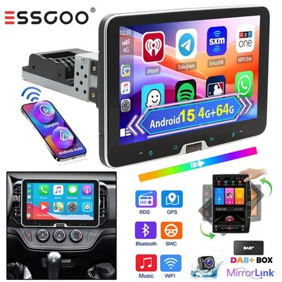 DAB+ Android 15 4+64GB Carplay 1DIN Autoradio GPS WIFI drehbarer Bildschirm Kam+