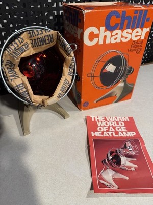 Vintage GE Chill Chaser Infared Heat Lamp Kit  120V 250W Model HLk4 New Works