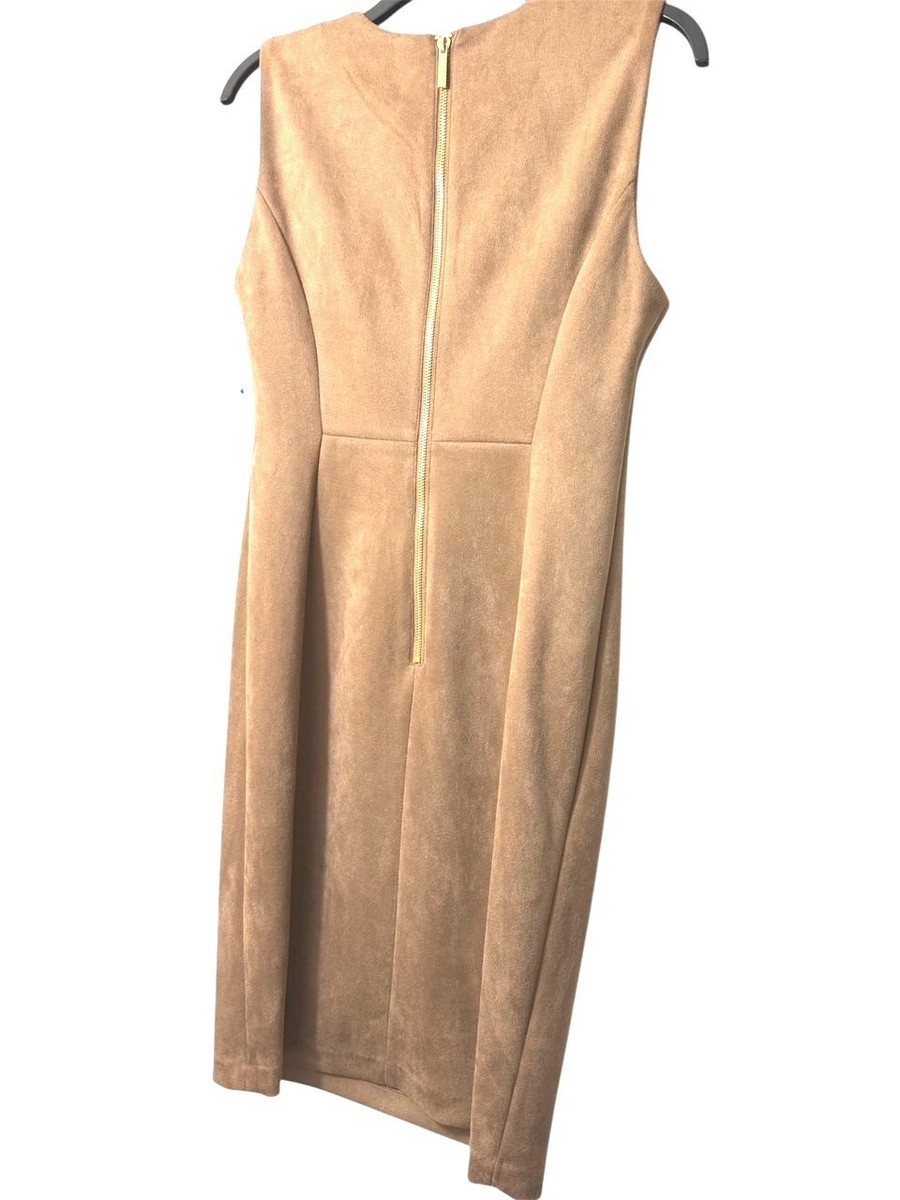 calvin klein brown dress Brown Sleeveless Sheath Dress