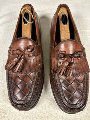 Johnston & Murphy Brown Leather Tasseled Loafers Men's Size 9  W/Cedar Shoe Tree
