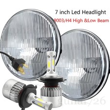 7 Round Glass Headlight Lamp Hilow Beam Fits H4 Led Hid Halogen Bulbs