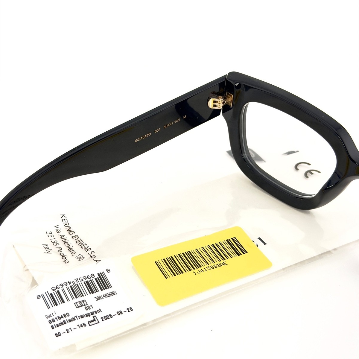 GUCCI GG1548O 1548 Black GG Gold Logo Geometric Bold Eyeglass