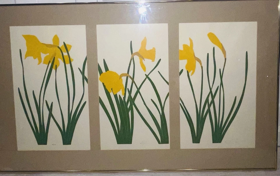 Henry Evans 1979 tríptico narciso 26,5 x 42,5 impresión firmada enmarcada 149/295 Foto 4 de 4