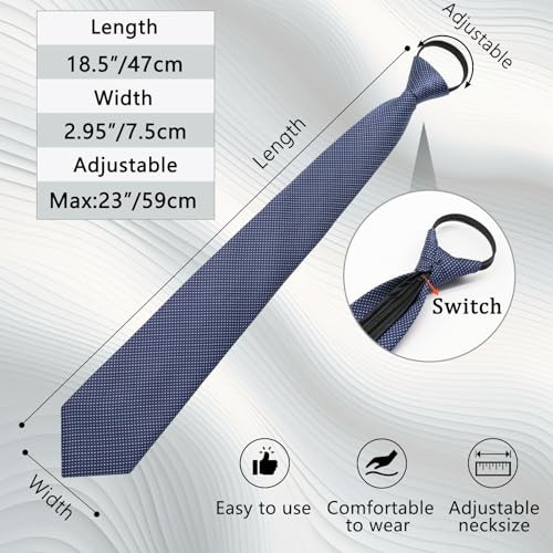 Zipper Ties for Men Adjustable Pre Tied Mens Necktie Set Classic Elegant-6pcs image 5
