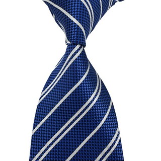 Cravatta cravatta uomo jacquard tessuto seta blu bianca nuova lusso righe