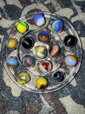 VINTAGE Glass Marble Lot of 16 - Crisp Swirls Patches Tri-Lites Estate Find