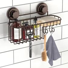 HASKO Shower Caddy Suction Cup with Hooks & Soap holder, Shower Shelf, Bathro...
