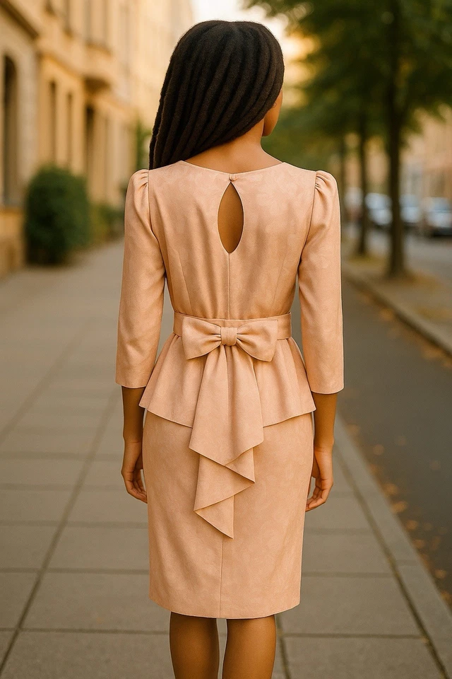 Vestido vintage años 80 All That Jazz rosa peplum con cinturón de lazo extraíble talla 3/4 Foto 2 de 4