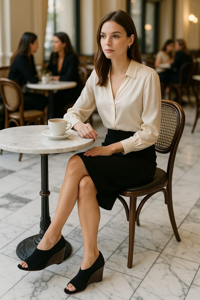 Coach Hollie черная замша заглянуть носок 4» искусственного дерева на танкетке каблук размер 8,5 B розничной $248 - Изображение 2 из 4