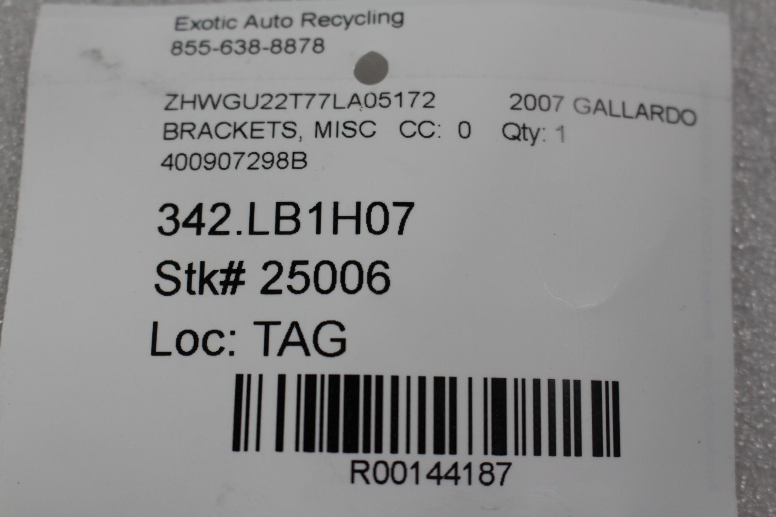 Lamborghini Gallardo Glove box P/N 400907298B