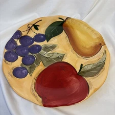 One Home Trends VERDONA Fruit DINNER PLATES ~ 10 3/4" Apple Pear Grapes