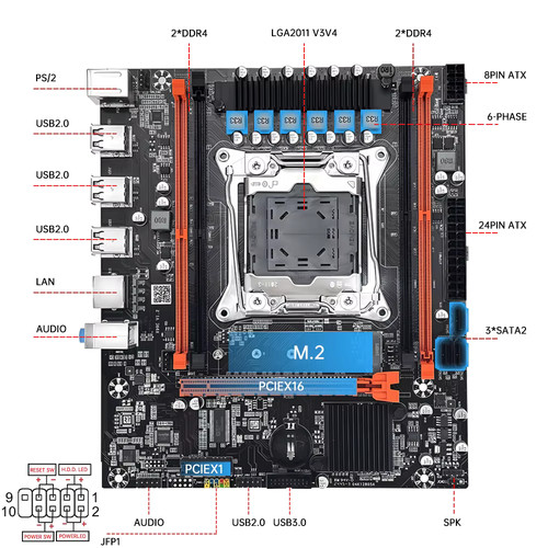 MOUGOL X99 Gaming Motherboard Kit Intel Xeon E5 2680 V4 & DDR4 8Gx2 2133MHz RAM - Picture 4 of 13