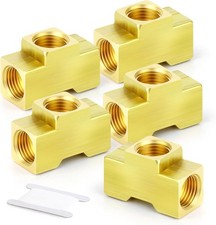 Gasher 5pcs Brass Brake Line Tee Fittings 38-24 Threads Inverted Flare Female