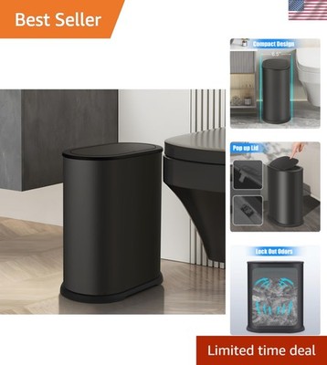 Stainless Steel Bathroom Trash Cans 1.8 Gallons Small Garbage Can with Pop up...