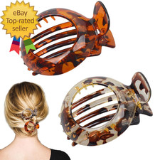 2 PCS Small Flat Hair Claw Small Flat Hair Clips for Thin Hair Dark Light Brown