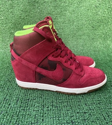 Nike Dunk Sky Hi Black Hidden Wedge Noble Red 543258-601 Shoes Womens Size 6.5