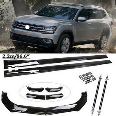 For Volkswagen Atlas Sport Front Bumper Lip Spoiler Side Skirts + Rods
