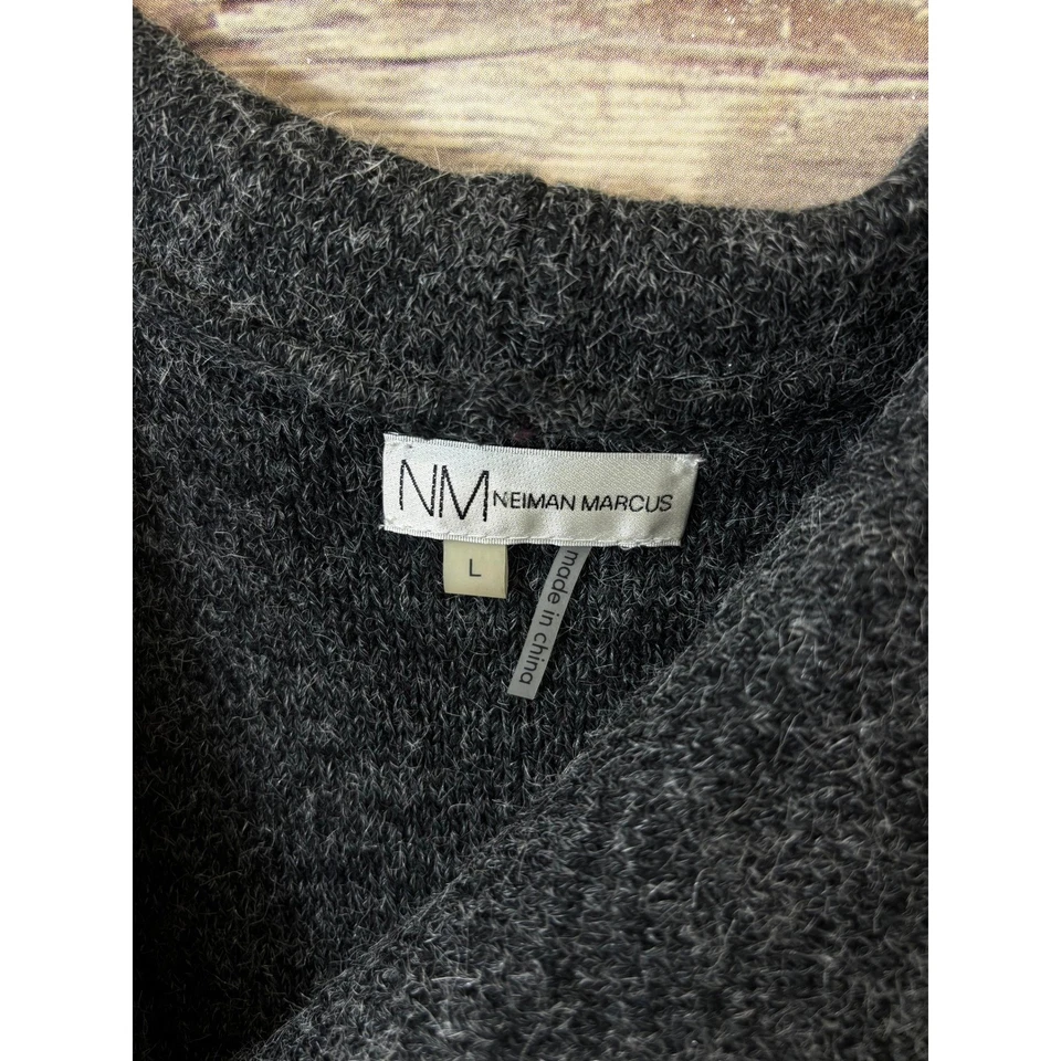 Кардиган Neiman Marcus свитер L большой длинный жилет шаль воротник подпоясанный серый - Изображение 4 из 4