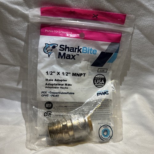 SharkBite Adapter Push to Connect Plumbing Fitting Brass PEX Pipe 1/2" MNPT 