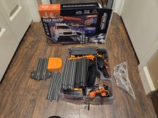 TRACK MASTER HO SCALE SLOT CAR RACING SET 1:64 ELECTRIC 4 CARS SLOPE LOOP LIGHTS