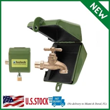 Outdoor Faucet Lock System, Green – Insulated Garden Hose Bibb Cover and Lock, E