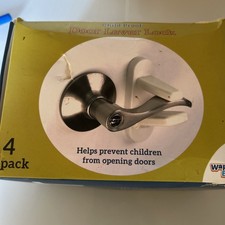 Wappa Baby 4-Pack Door Lever Lock Durable ABS with 3M Adhesive Backing, White