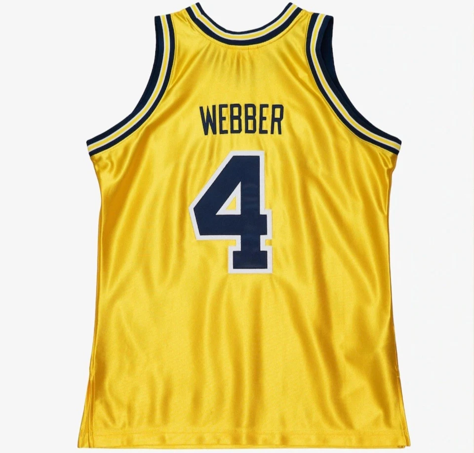Camiseta deportiva auténtica Chris Webber Michigan Wolverines 1991-92 Maize Alumni Foto 3 de 3