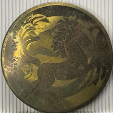 Vintage Gold-Tone Engraved Horse Motif Compact w/Screen by Pilcher