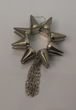 Gothic Unisex One Spiked Chained Earring Drop Dangle Silver Tones Hook Fasteners