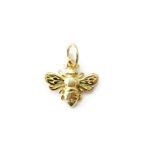14K Yellow Gold Small Bee Charm 