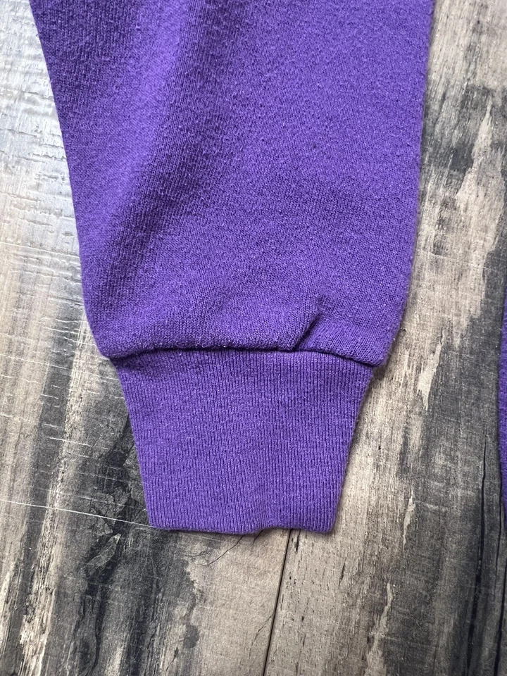 Sudadera Raglán Fruit Of The Loom Vintage Años 90 Hecha en EE. UU. Cuello Redondo Morado. Foto 2 de 4