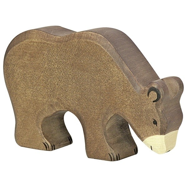 Holztiger 80184 Brown Bear Eating 13 Cm Wooden Figures Series Wild Animals