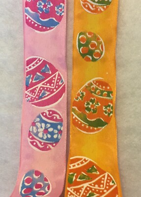 3 yd EASTER EGG HUNT WIRE EDGE RIBBON  1 1/2'' wide Choice of 2 colors