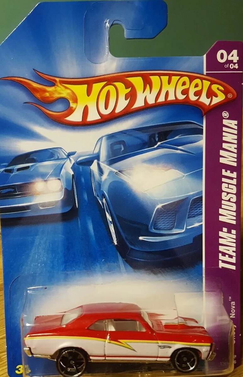 Hot Wheels '68 Chevy Nova SS Red with White 1:64 Scale New