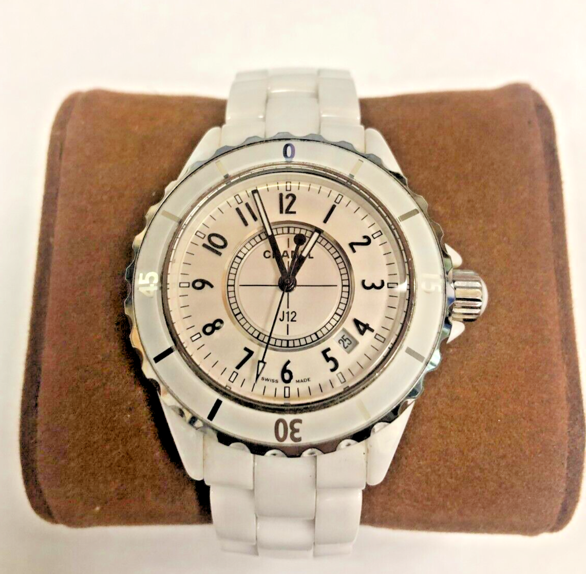 Chanel J12 White Ceramic Watch Date Function Swiss Made D.N.02388