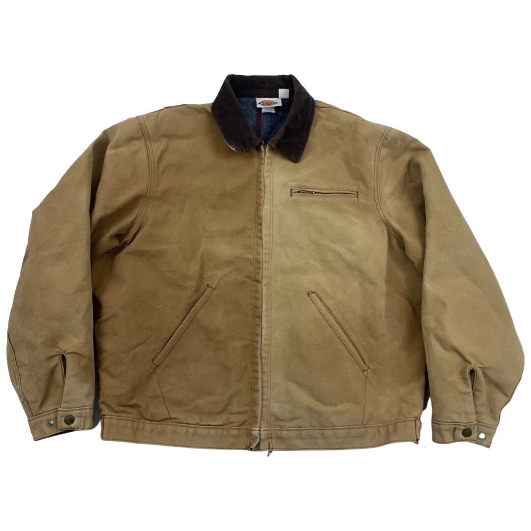 Dickies Detroit Blanket Lined Vintage 90s Work Canvas Faded Mens L/XL Zip Jacket