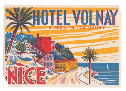 x5590 Hotel Volnay NICE Côte d’Azur luggage label Kofferaufkleber
