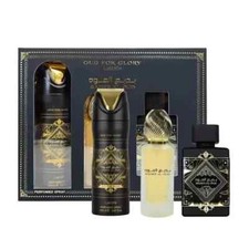 Lattafa Bade'e Al Oud for Glory 3pc 3.4oz EDP, 1.7oz Hair Mist, 6.7oz Body Spray