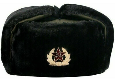 2x Russland UdSSR Bombermütze Fellmütze Wintermütze Schwarz 55 cm bis 62 cm A01