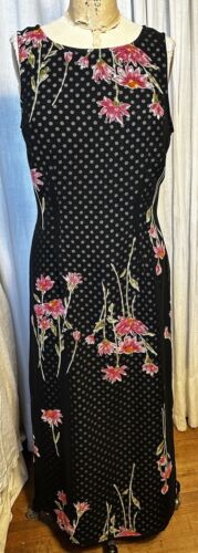 Fashion Bug Womens Long Sleeveless Floral Chiffon Dress Sz 12 Pre-owned  - Picture 1 of 10