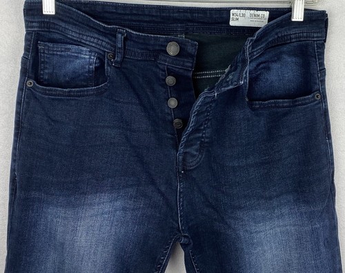 Denim Co. Men’s Button Fly Blue Denim Jeans 34x30 Dark Wash Slim EUC - Picture 2 of 7