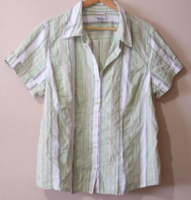 Essentials by Maggie Lightweight Plaid Shirt Green Women's 22/24 #H17-5