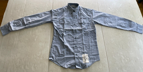 GENUINA CAMISA DE TRABAJO UTILITARIA DE HOMBRE CHAMBRAY MANGA LARGA AZUL MARINO DE EE. UU. (XXL-40SL) NUEVA EN CAJA - Imagen 13 de 15