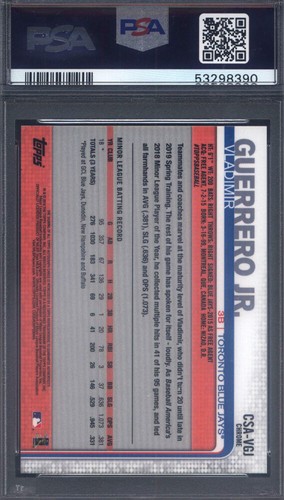 2019 Topps Chrome Sapphire Rookie Auto #VHJ Vladimir Guerrero Jr PSA 10 - Picture 2 of 2