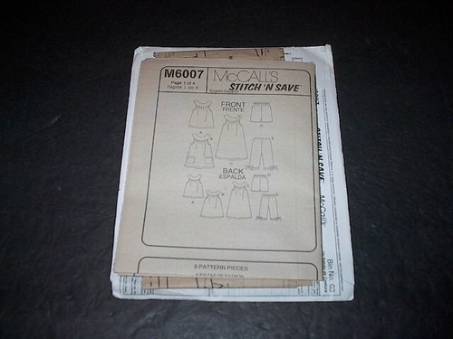 McCall's Easy Stitch 'n Save Pattern 6007 Girls' Dress/Shorts/Capri Pants 1~3 UC - Picture 2 of 3