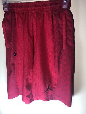 Nike Air Jordan Retro Bright RED CRAZY SIDE PRINT Dri FIT Mens Shorts Size SMALL
