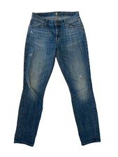 7 For All Mankind Jeans The Skinny Blue Distressed Women  s Size 27x28 GUC  