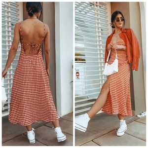 strappy gingham dress