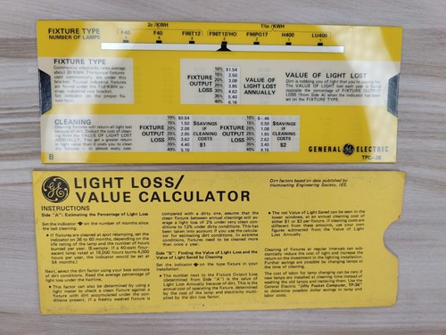 Vintage General Electric Light Loss Value Calculator Slide Rule C16 - Picture 3 of 3