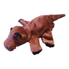 Reddish Brown Plush Crocodile or Alligator Hand Puppet for Imaginery Playtime